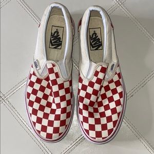 Red Checkered Vans Women’s 8